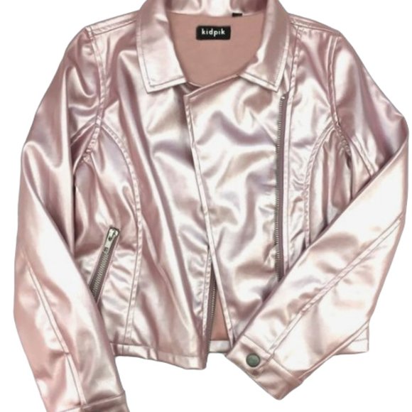 kidpik Other - kidpik Pink Metallic Moto Jacket NWOT